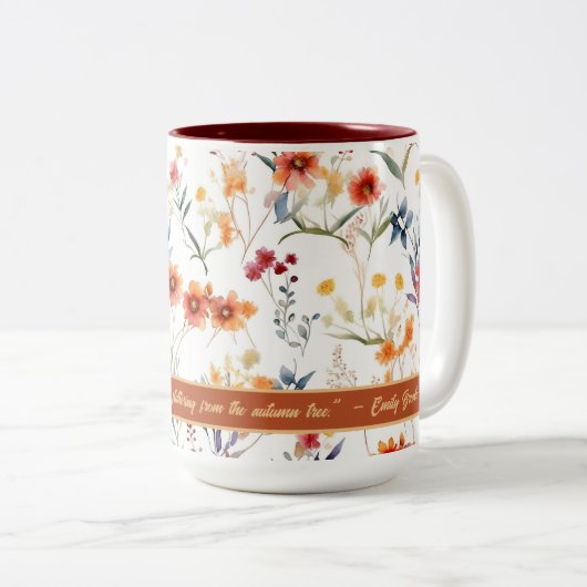 Autum Monogram Floral Design Two Tone Coffee Tasse (VorderseiteRechts)