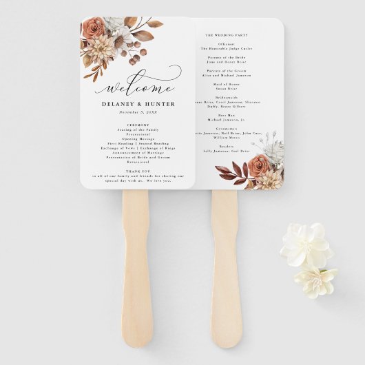 Autum Rustic Floral, Hochzeit im Herbst Programm Fächer (Vorne und Hinten)