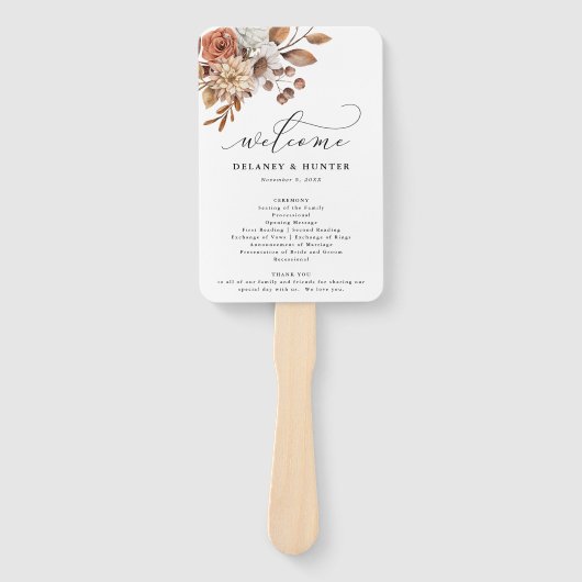 Autum Rustic Floral, Hochzeit im Herbst Programm Fächer (Vorderseite)