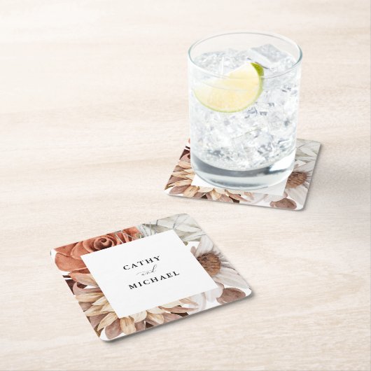 Autum Rustikale Flora, Gerahmte Hochzeit im Herbst Rechteckiger Pappuntersetzer (Vor Ort)