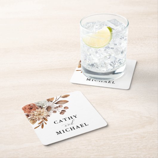 Autum Rustikale Flora, Hochzeit im Herbst Rechteckiger Pappuntersetzer (Vor Ort)