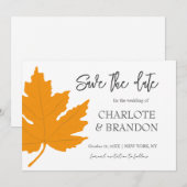Autum Yelow Maple Leaf Wedding SaveThe Date Einladung (Vorne/Hinten)