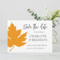 Autum Yelow Maple Leaf Wedding SaveThe Date