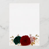 Autumanal Burgundy Emerald Floral Foto Folieneinladung (Rückseite)