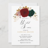 Autumanal Gold Burgundy Emerald Brautparty Einladung (Vorderseite)