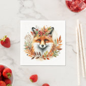 Autume Fall Themed Party Niedlich Fox Blume Wreath Serviette (Beispiel)