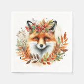 Autume Fall Themed Party Niedlich Fox Blume Wreath Serviette (Vorderseite)