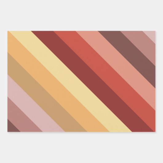 AUTUMENFARBEN STREIFEN UND KUBEN GESCHENKPAPIER SET (Vorderseite 3)