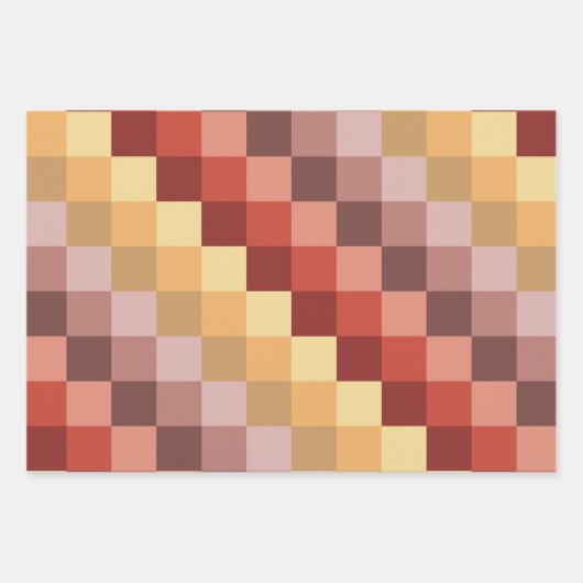 AUTUMENFARBEN STREIFEN UND KUBEN GESCHENKPAPIER SET (Vorderseite 2)