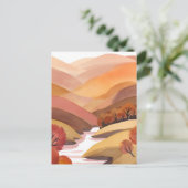 Autumn Abode | Fall Foliage Watercolor Landscape Postkarte (Stehend Vorderseite)