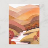Autumn Abode | Fall Foliage Watercolor Landscape Postkarte (Vorderseite)