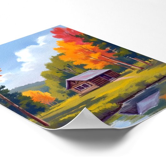 Autumn Abode Lakeside Cottage Poster (Ecke)