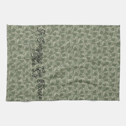 Autumn Acorns in Olive Geschirrtuch (Horizontal)