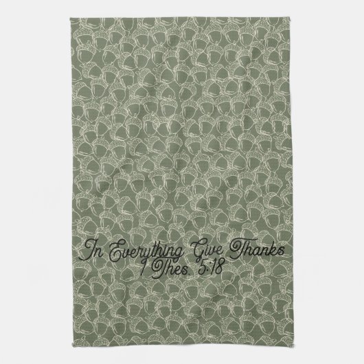 Autumn Acorns in Olive Geschirrtuch (Vertikal)