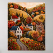 Autumn Apple ernten Folk Art Ölgemälde Poster (Vorne)