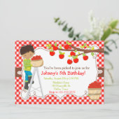 Autumn Apple Picking African American Birthday Einladung (Stehend Vorderseite)