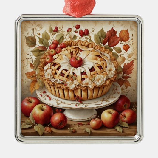 Autumn Apple Pie Ornament Aus Metall (Vorne)