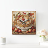 Autumn Apple Pie Wall Clock Quadratische Wanduhr (Zuhause)