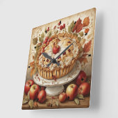 Autumn Apple Pie Wall Clock Quadratische Wanduhr (Winkel)