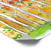Autumn Aspen Tree Grove Watercolor Art Poster (Ecke)