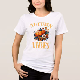 Autumn ästhetische Halloween Pumpkin & Blume Art Tri-Blend Shirt