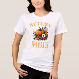 Autumn ästhetische Halloween Pumpkin & Blume Art Tri-Blend Shirt