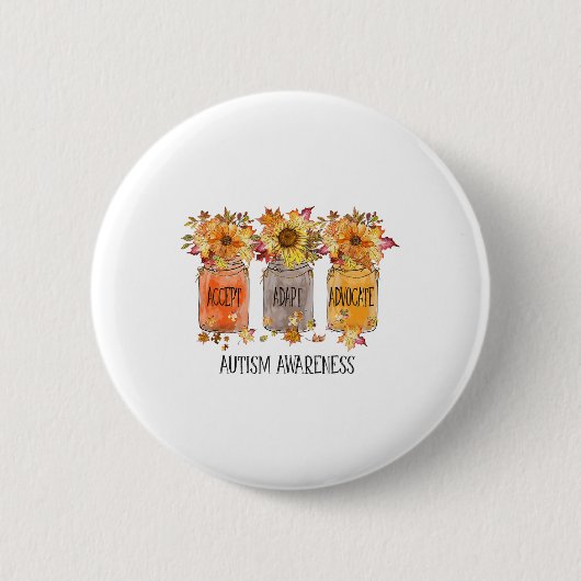 Autumn Autismus Awareness Accept Adaptation Advoca Button (Vorderseite)