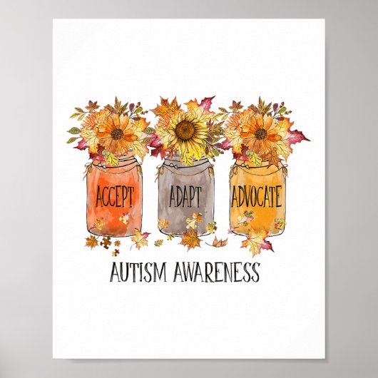 Autumn Autismus Awareness Accept Adaptation Advoca Poster (Vorne)