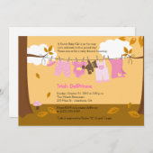 Autumn Baby Clothesline Pink Girl 12x18 Baby Dusch Einladung (Vorne/Hinten)