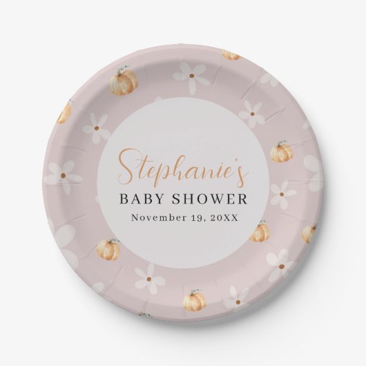 Autumn Baby Fall A Little Pumpkin Baby Shower Pappteller (Vorderseite)