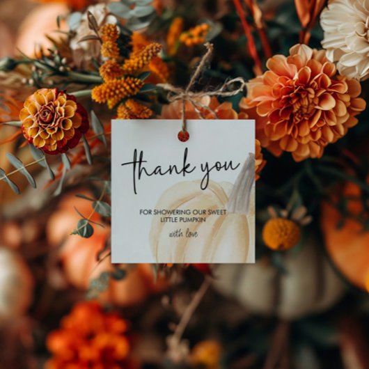 Autumn Baby Shower Little Pumpkin Square Geschenkanhänger