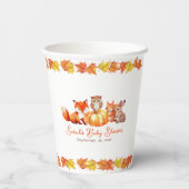 Autumn Baby Shower Pumpkin Tiere und Herbstlaube Pappbecher (Rückseite)