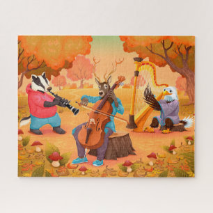 Autumn Badger Deer Eagle Fall Music Thanksgiving Puzzle