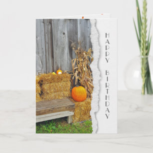 Autumn Barn with Pumpkin Karte
