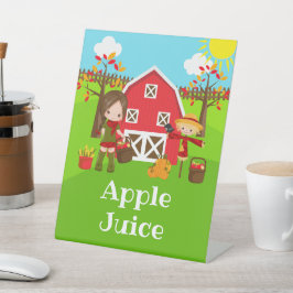 Autumn Barnyard Birthday Brown Hair Girl Sockelschild