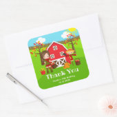 Autumn Barnyard Birthday Brown Hair Girl Vielen Da Quadratischer Aufkleber (Umschlag)
