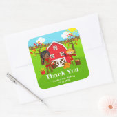 Autumn Barnyard Birthday Dark Skin Girl Danke Quadratischer Aufkleber (Umschlag)
