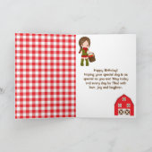 Autumn Barnyard Brown Hair Girl Happy Birthday Karte (Innenseite)