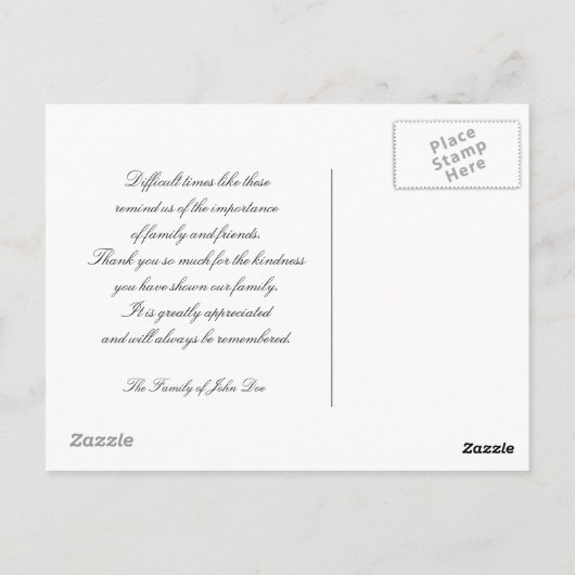 Autumn Beauty Beileid Danke Postcard Postkarte (Rückseite)