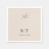 Autumn Beige Simple Botanical mit Initialen Serviette (Vorderseite)