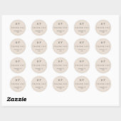 Autumn Beige Simple Wedding Initials Vielen Dank Runder Aufkleber (Blatt)