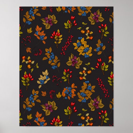 Autumn berries on chocolate brown 2 poster (Vorne)