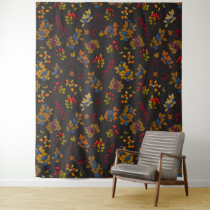 Autumn berries on chocolate brown 2 wandteppich