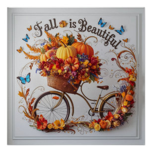 Autumn Bicycle Erntedank Blooms Wall Art Poster