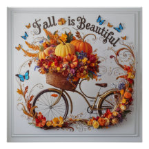 Autumn Bicycle Erntedank Blooms Wall Art
