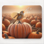Autumn Bird auf einem Pumpkin singen Mousepad (Vorne)