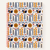 Autumn Bird Folk Art Muster Notizblock (Vorderseite)