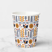 Autumn Bird Folk Art Muster Pappbecher (Links)