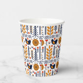 Autumn Bird Folk Art Muster Pappbecher (Rechts)