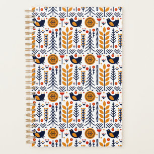 Autumn Bird Folk Art Muster Planer